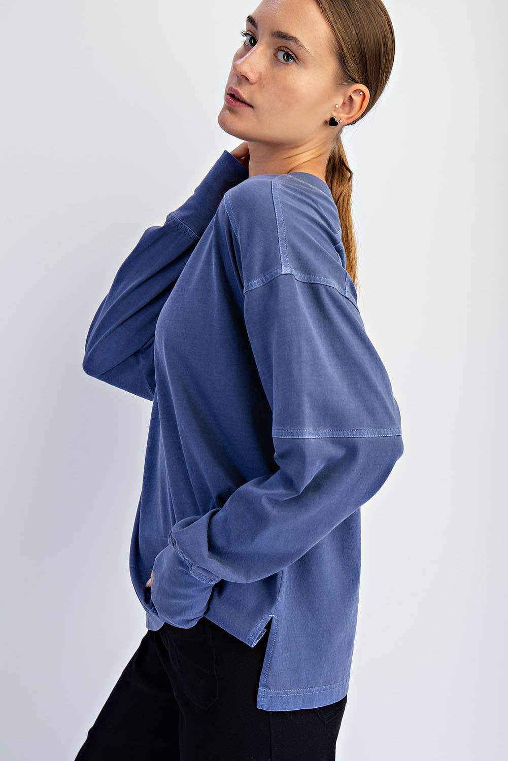 Rae Mode - Wholesale Lounge Top - Women's - PIGMENT WASHED COTTON V-NECK TOP26