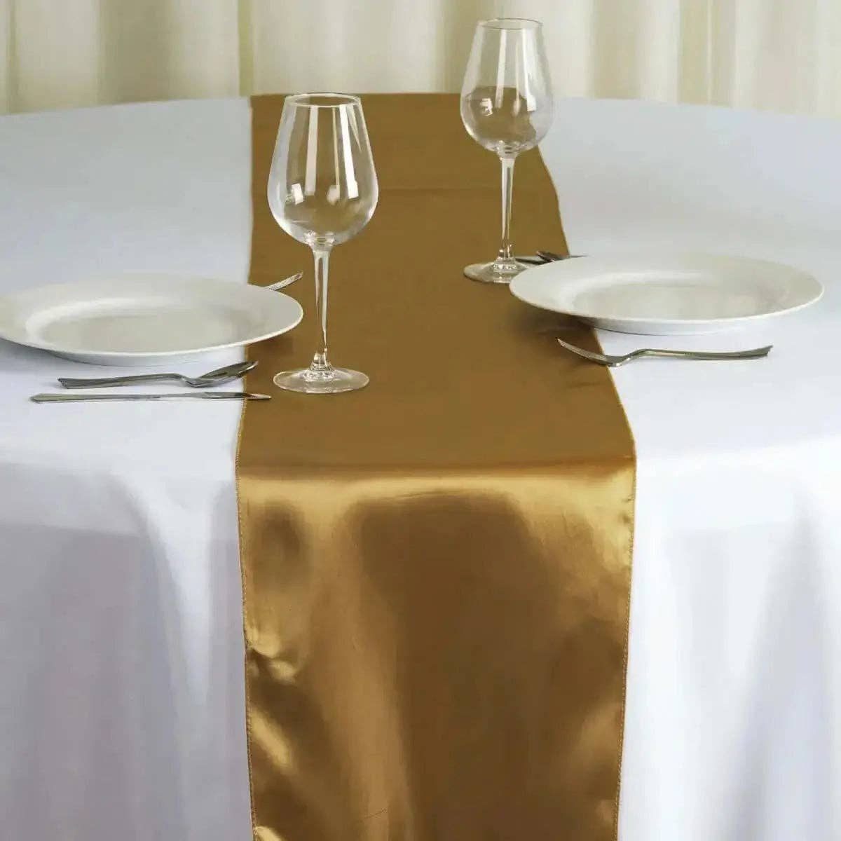 Party Expo, LLC – wholesale Table runner – Gold Satin Table Runner 12" * 108"0