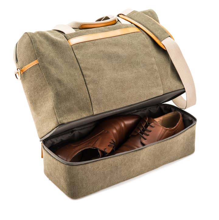 Weekend Carry On Bag - Genuine Leather & Canvas for wholesale by Weddingstar Inc.