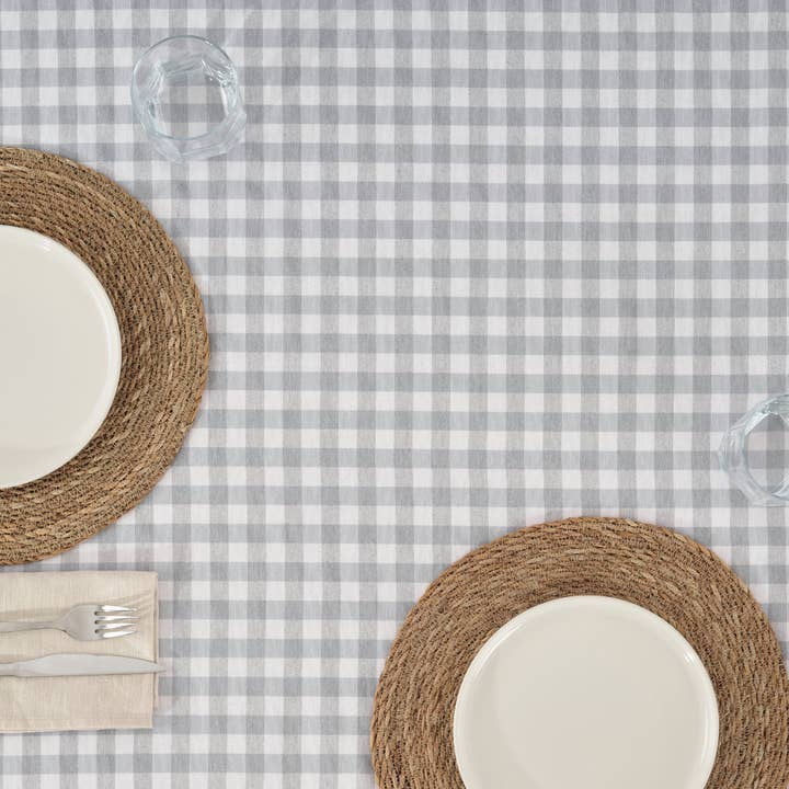 SG HOGAR - Wholesale Tablecloth - Vichy waterproof tablecloth Light Grey fabric touch5