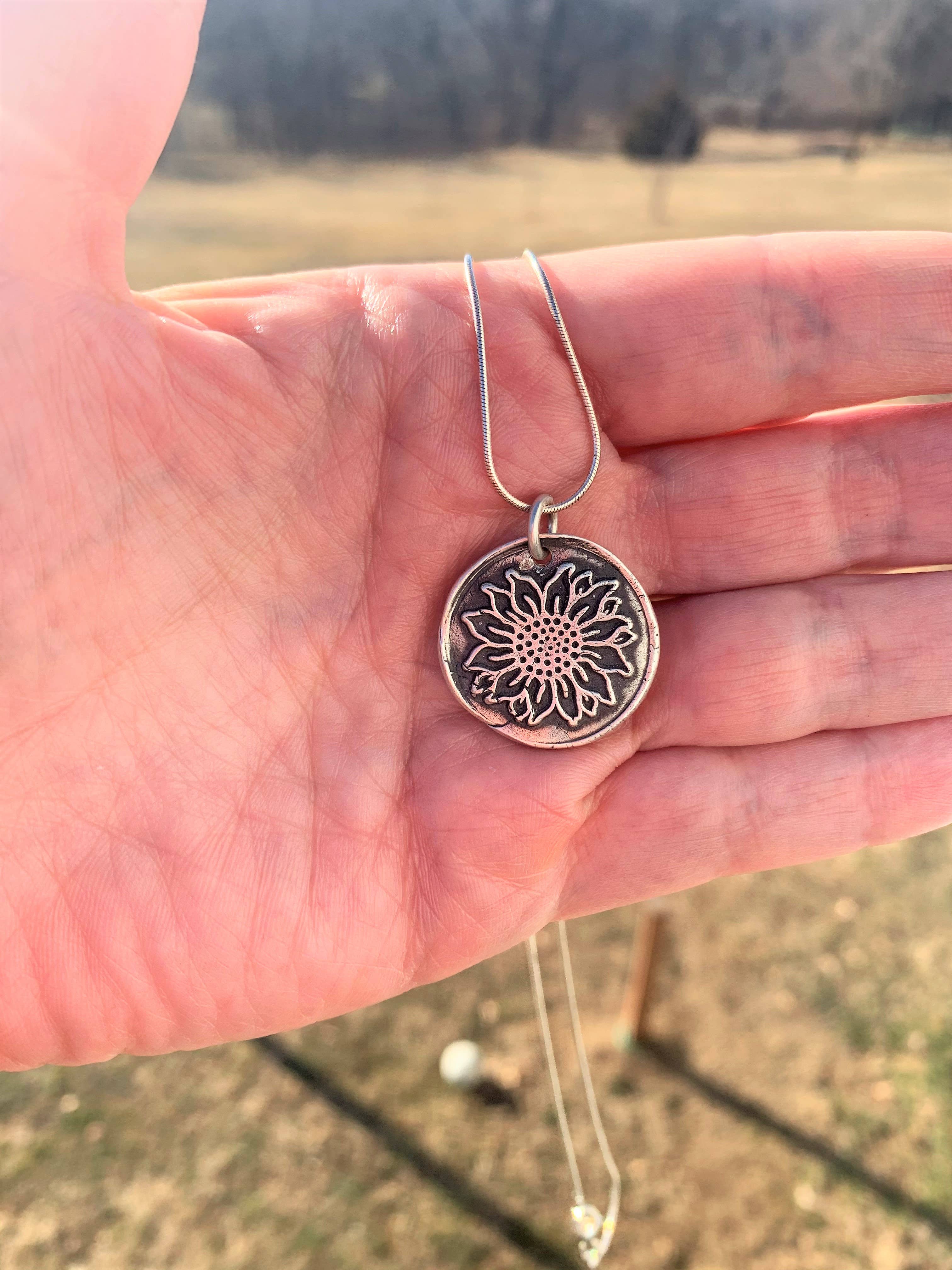 Her Hero, LLC - Wholesale Pendant/Charm Necklace - Sunflower Medallion1