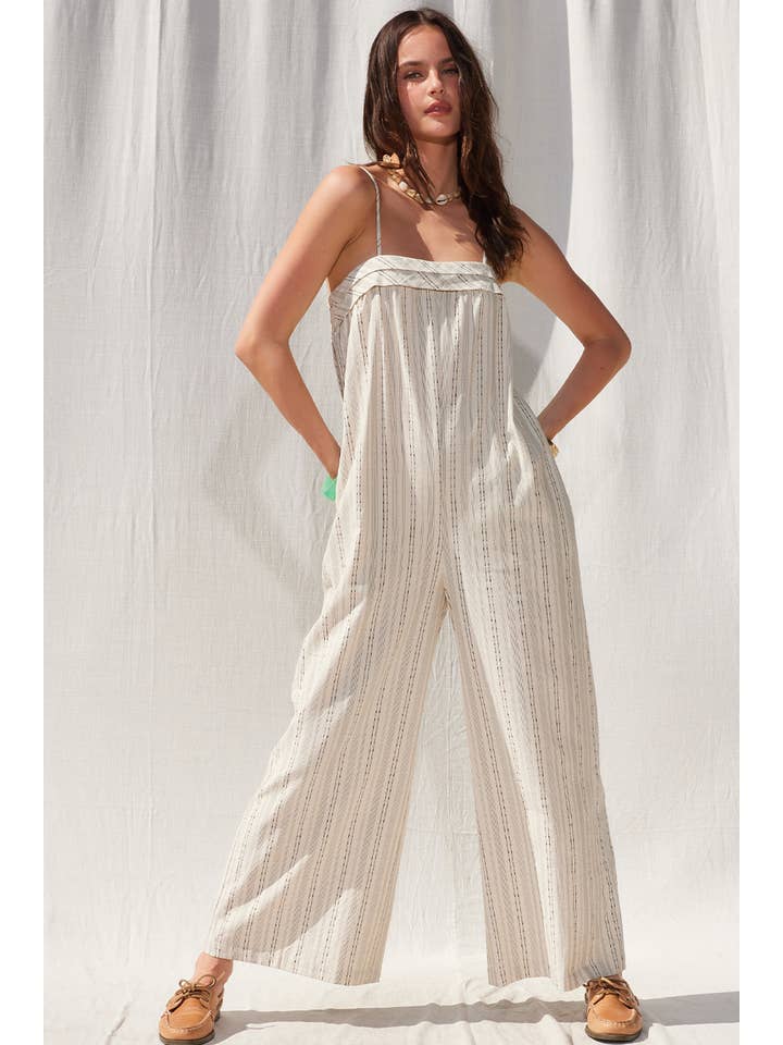 Natural Stripe Linen Jumpsuit for wholesale on Faire5