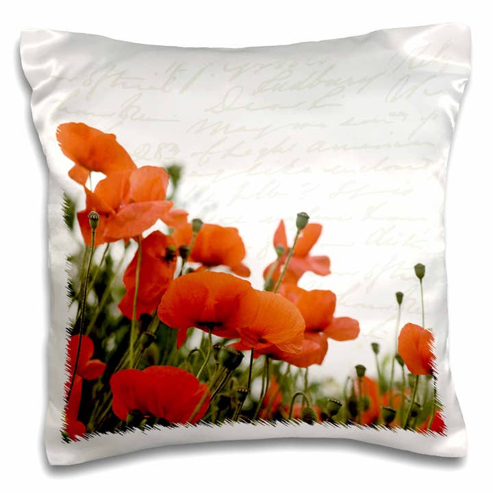 3dRose, Fleurs de coquelicot sur fond blanc, Taie d'oreiller pour la vente par 3dRose