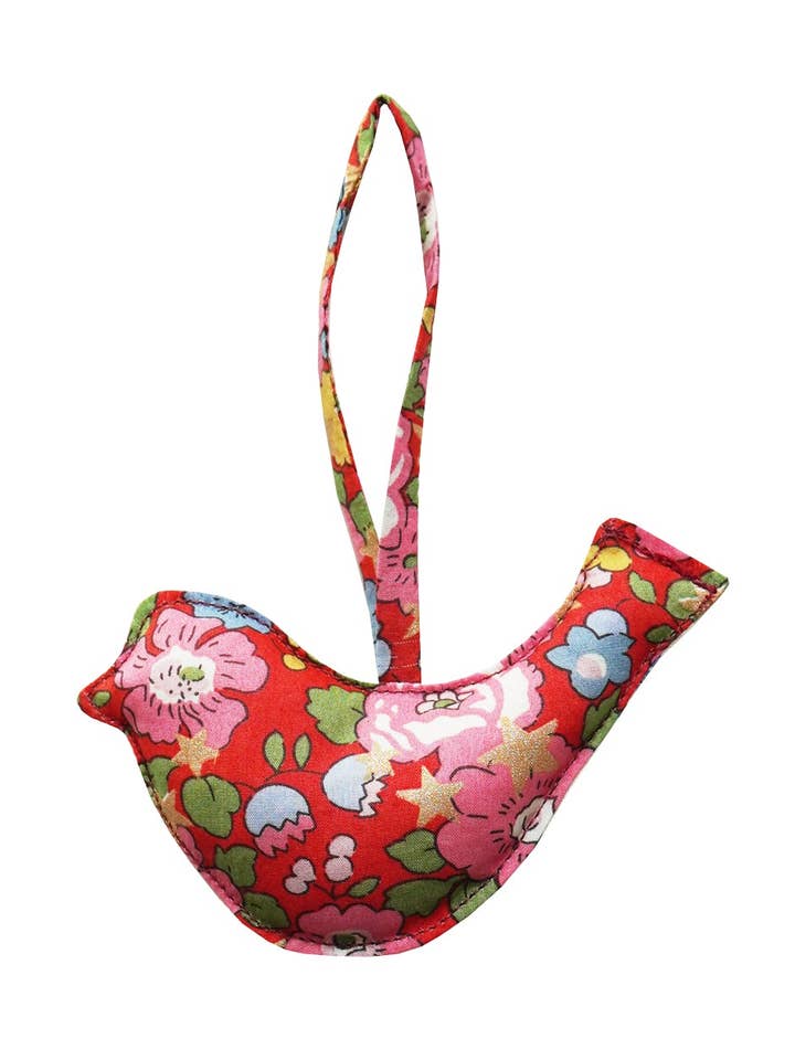 Dove-Shaped Hanging Christmas Decoration made with Liberty Fabric BETSY STAR & EVA BELLE for wholesale by Coco & Wolf