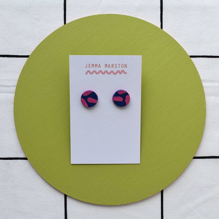 Jemma Marston - Wholesale Stud/Post Earrings - Colour Mini Leather Painted Stud Earrings3