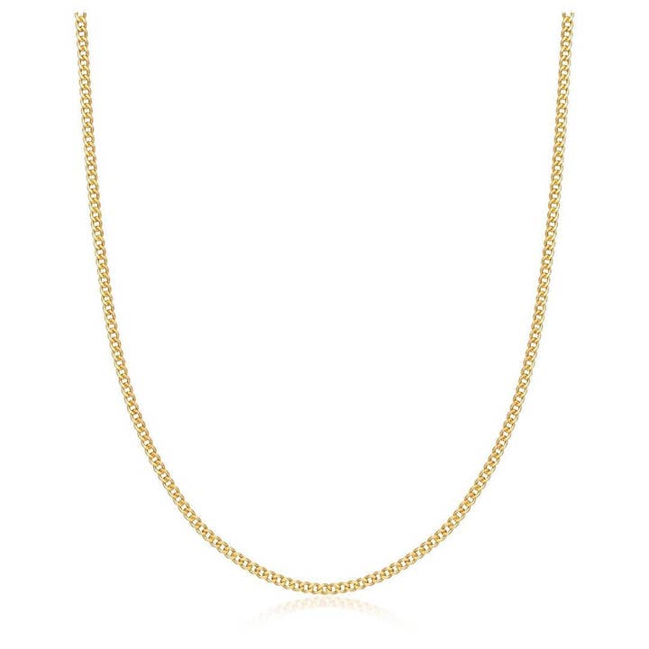 18K Gold Plated 2mm Cuban Link Necklace for wholesale by Vesa Jewels