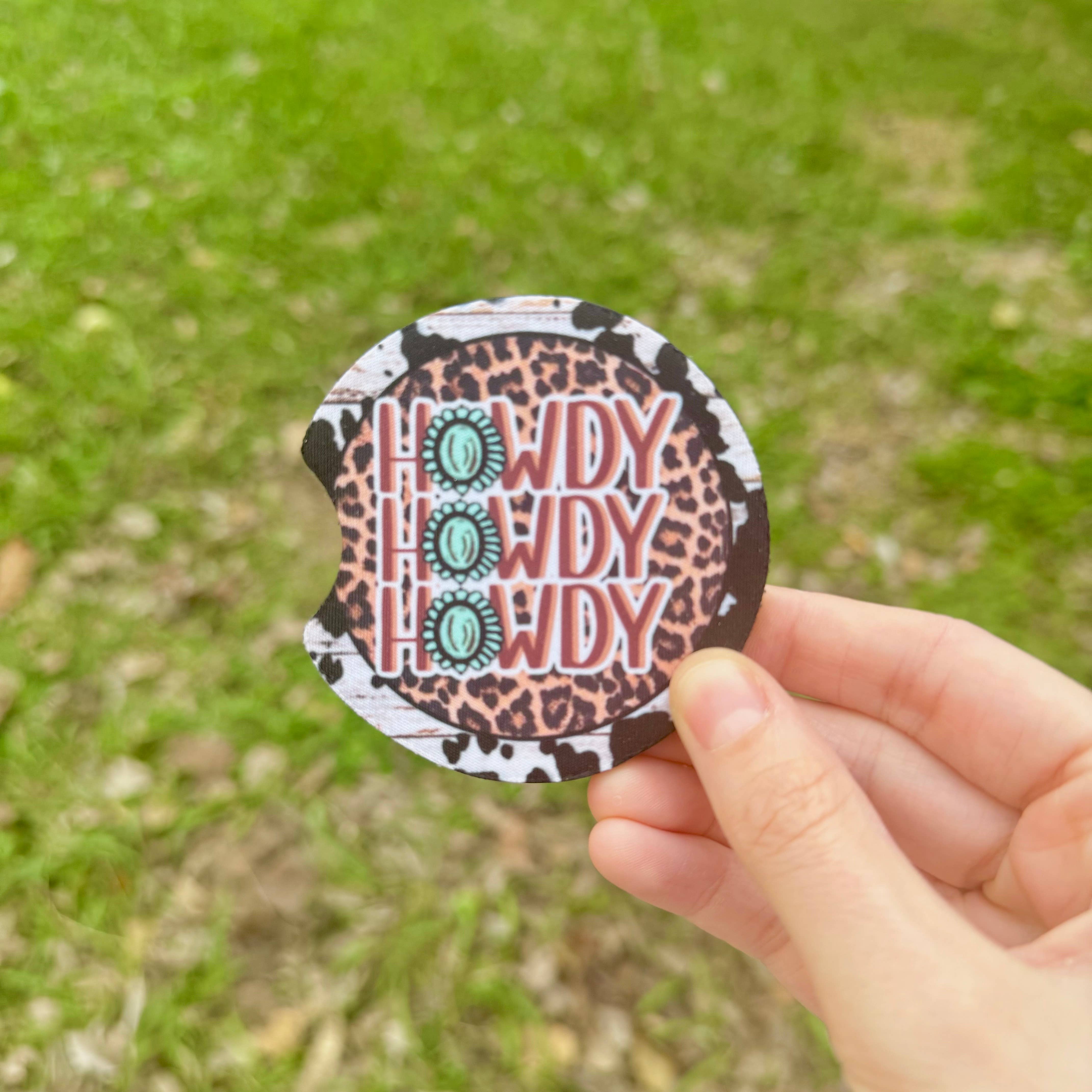 XO Wholesale - Wholesale Car Coaster - Women's - Brown Leopard Western Howdy Neoprene Car Coasters3