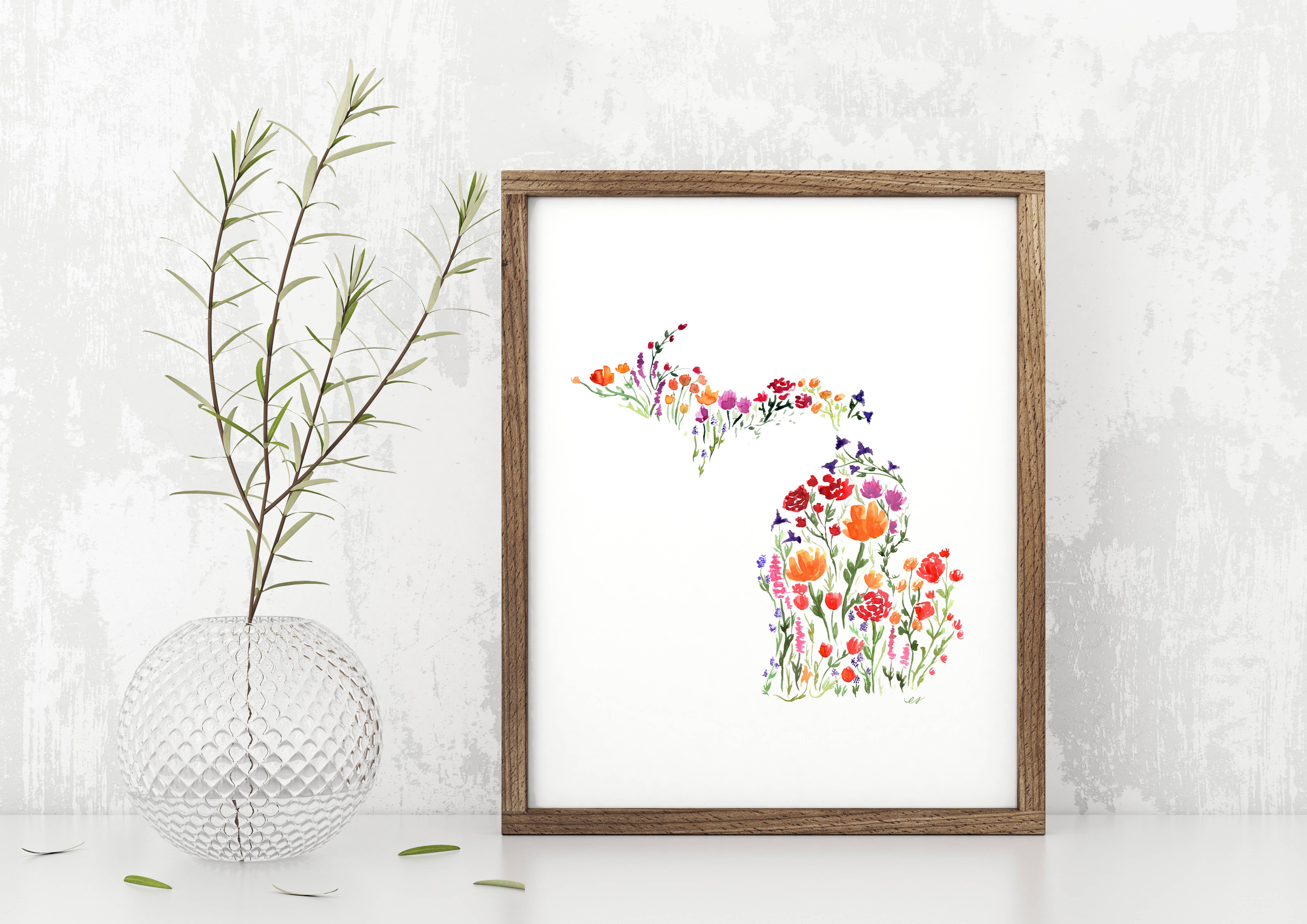 NorthHouse Creative Co. - Wholesale Art Print - Floral Michigan Watercolor Art Print6