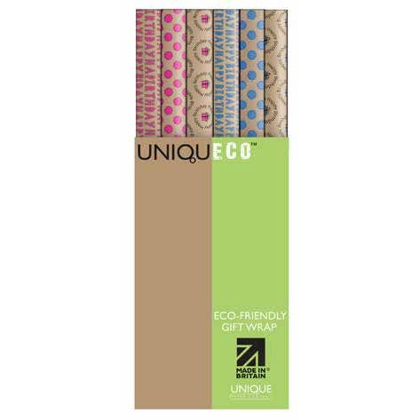 The Unique Paper Company - Vendita all'ingrosso Rotoli di carta da regalo - Carta da regalo ecologica in kraft (42 rotoli) FSC™ riciclata