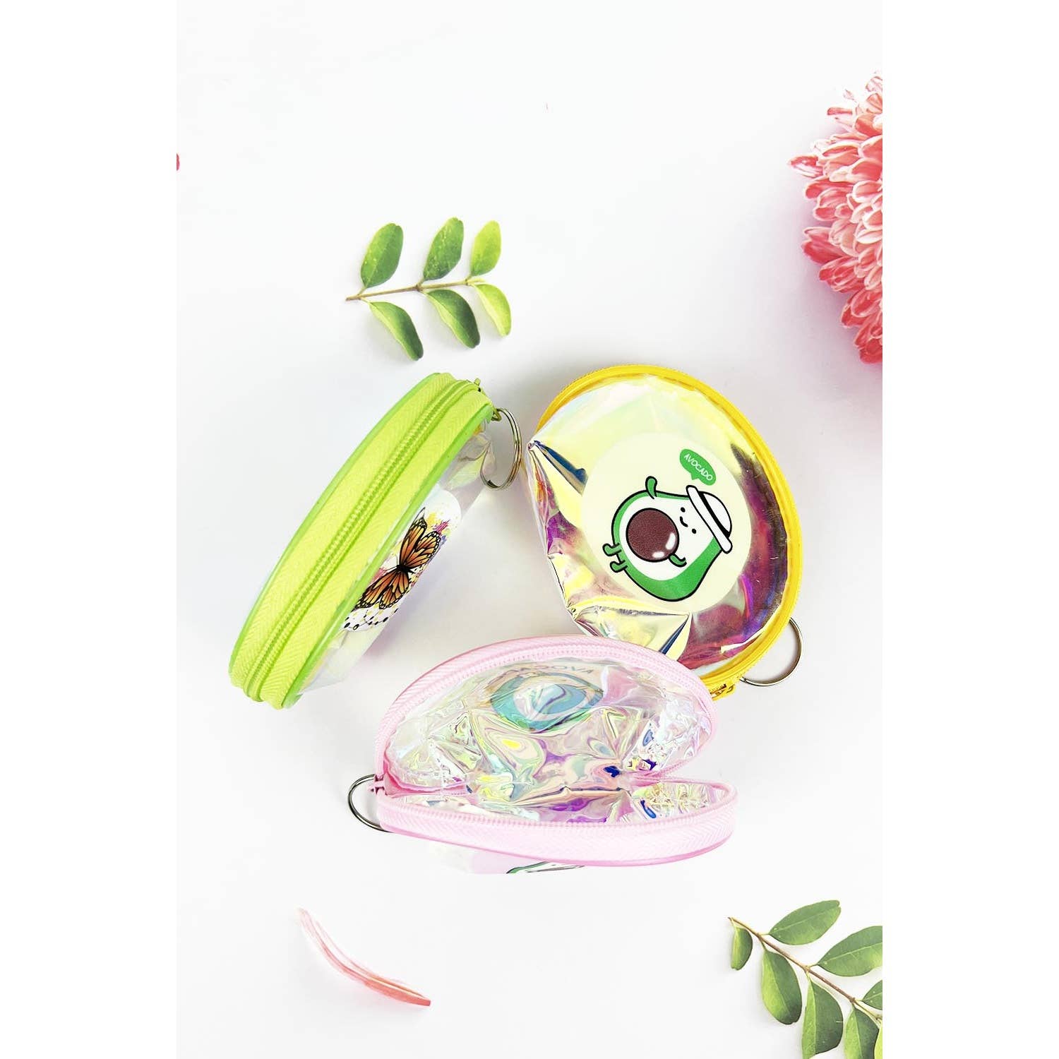 ASSORTED AVOCADO VINYL POUCH COIN PURSE WITH ZIPPER for wholesale on Faire2