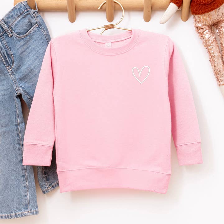 Embroidered Hand Drawn Heart | Youth Ultra-Soft Graphic Sweatshirt for wholesale by The Juniper Shop Wholesale