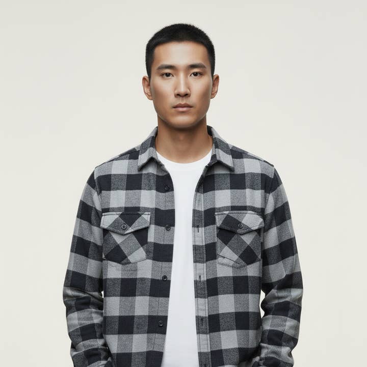 Camisa de franela de manga larga con cuadros de búfalo (Copia) para venta al por mayor de Hawk's Bay