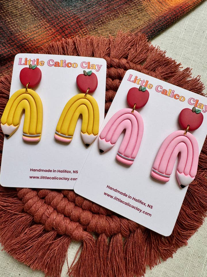 Pencil Arches | Polymer Clay Earrings for wholesale by Little Calico Clay