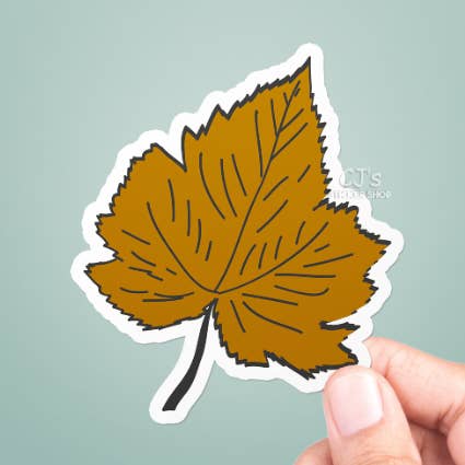 Autocollant en vinyle Autumn Leaf Doodle #5 pour la vente par CJ's Sticker Shop