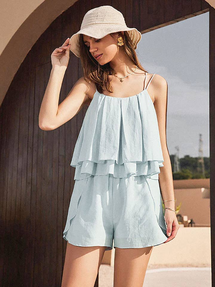 Elaine Short Sleep Set Blue for wholesale by Deshabille