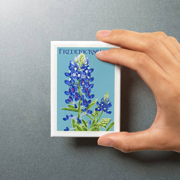 Lantern Press - Wholesale Magnet - MAGNET Fredericksburg, Texas, Bluebonnet