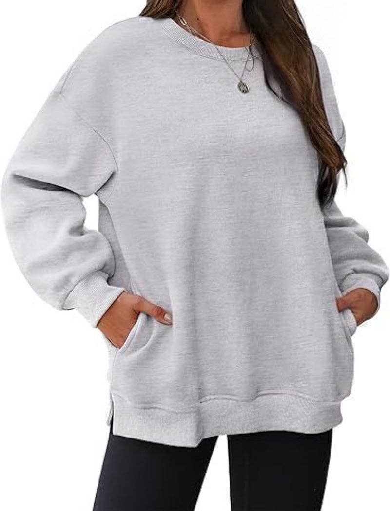 safistyle - Wholesale Sweatshirt - Women's - Oversized Long Sleeve Top with Pockets25