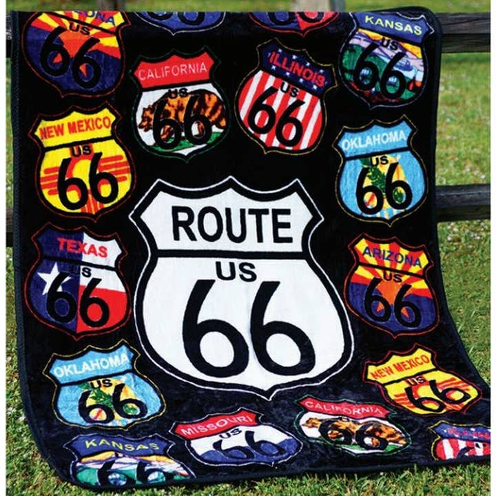 Route 66 Flanell-Fleece-Schilderdecke für den Großhandel von Earth Ragz