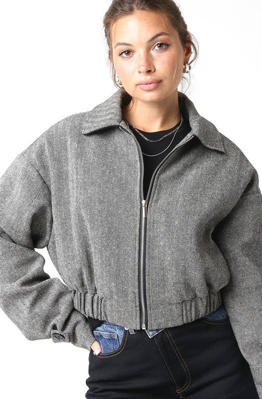 Black Herringbone Lucy Jacket for wholesale on Faire1