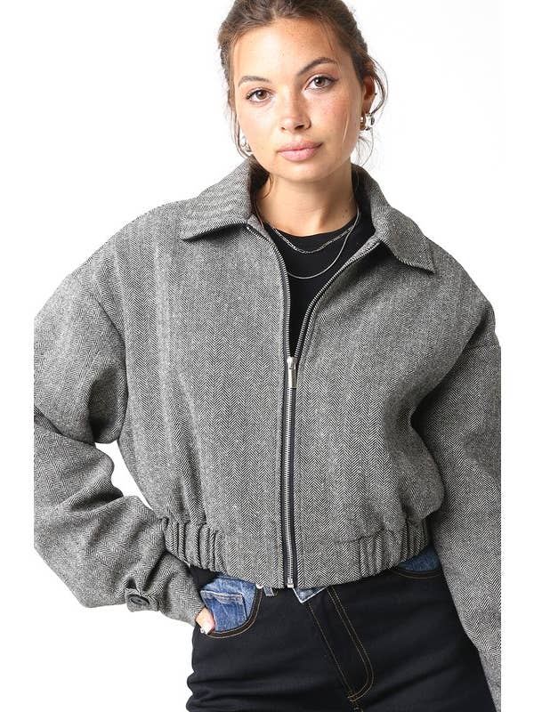 Black Herringbone Lucy Jacket for wholesale on Faire1