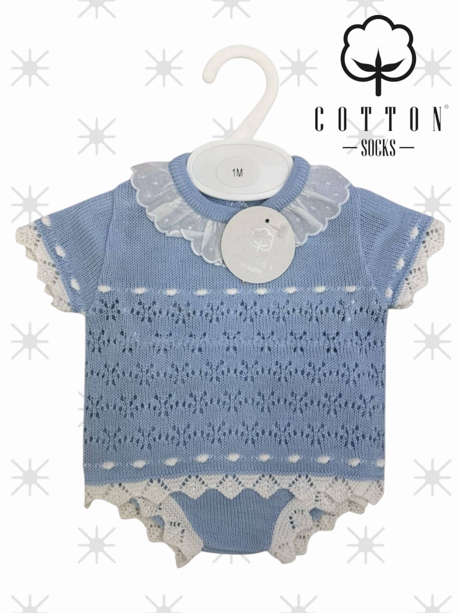 Cotton Socks - Wholesale Clothing Set - Baby - 340/1 Perlé Knit Set 2 pieces (Spring / Summer)1