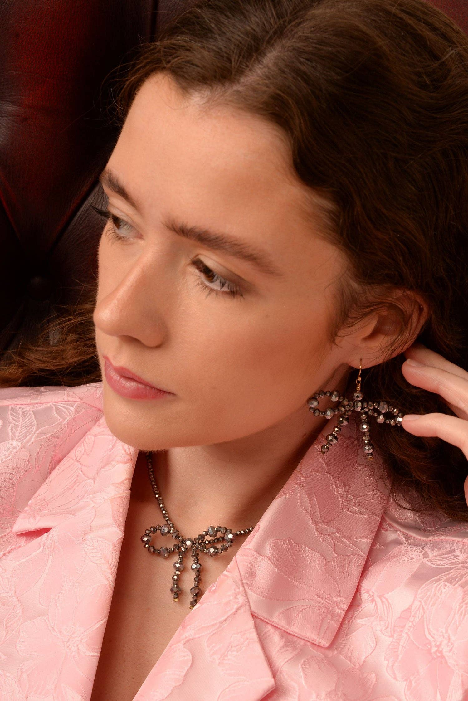 My Doris - Wholesale Dangle Earrings - SILVER BOW BEADED EARRINGS1