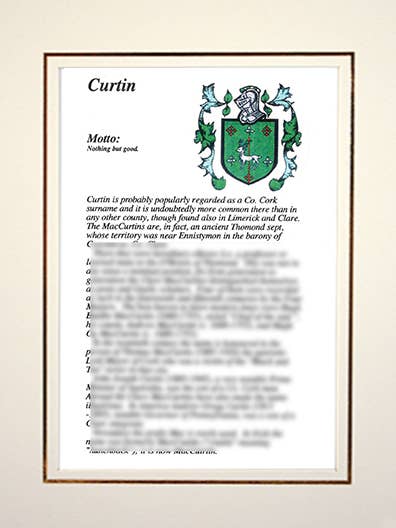 Curtin pour la vente par Family Histories