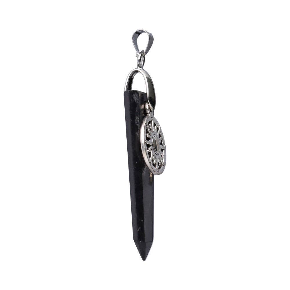 Vives de la Cortada S.L - Wholesale Individual Charm/Pendant - Flat Shungite Pendant with Sun in Silver Plating1