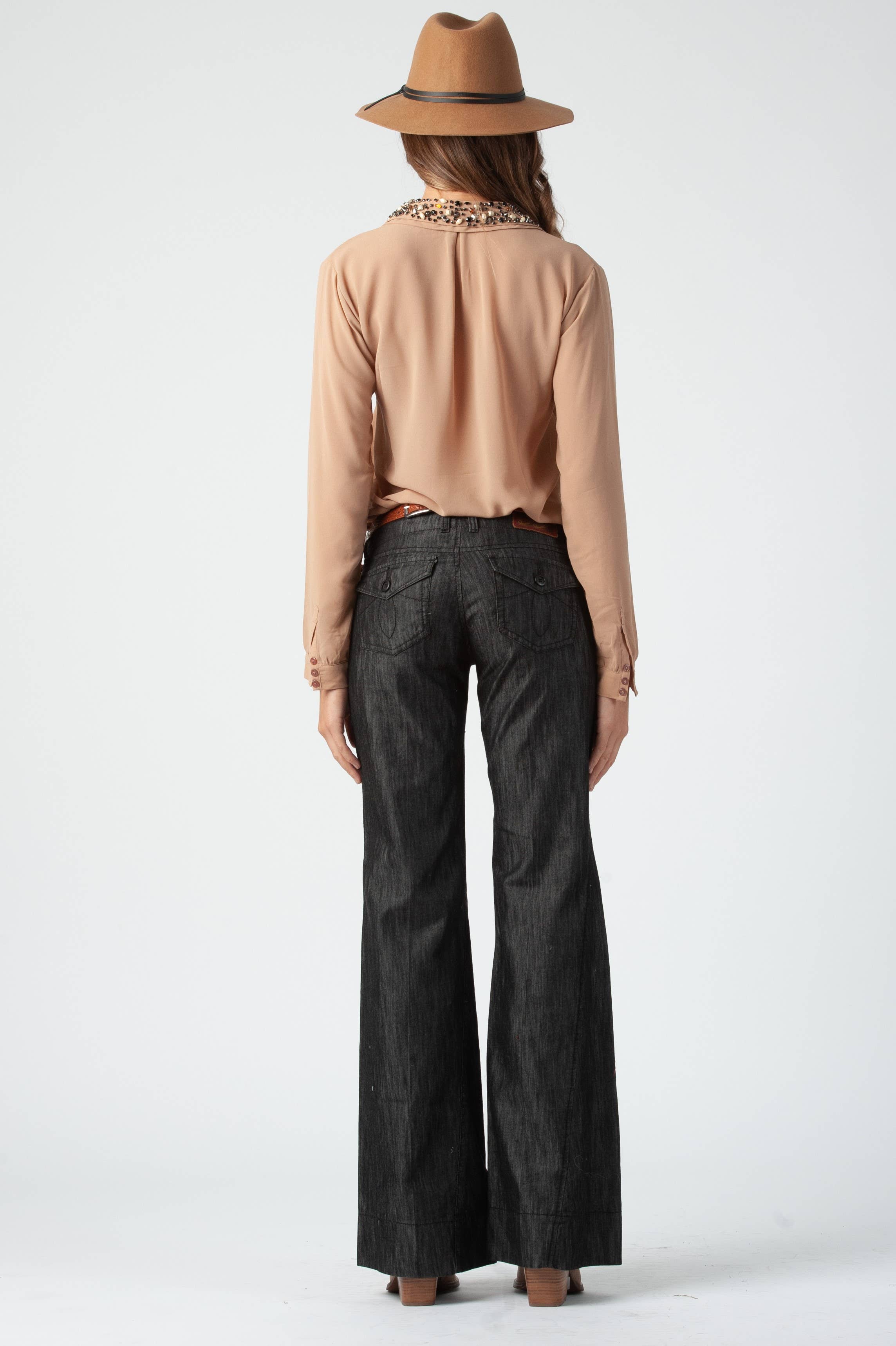 Lucca Couture - Wholesale Button Down Shirt - Women's - Holiday Chiffon Jewel Collar Button down Top2