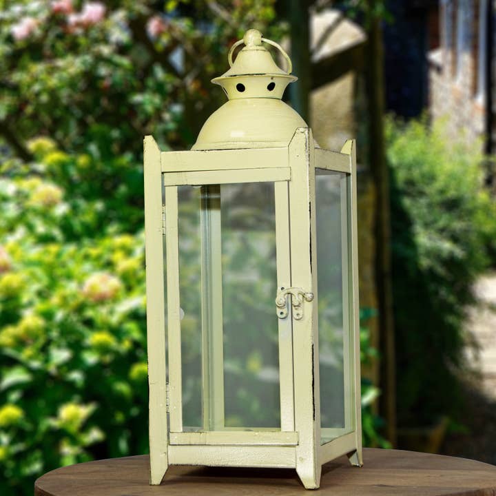 Large lantern made of lacquered sheet metal - antique white - lantern. for wholesale by Antikas