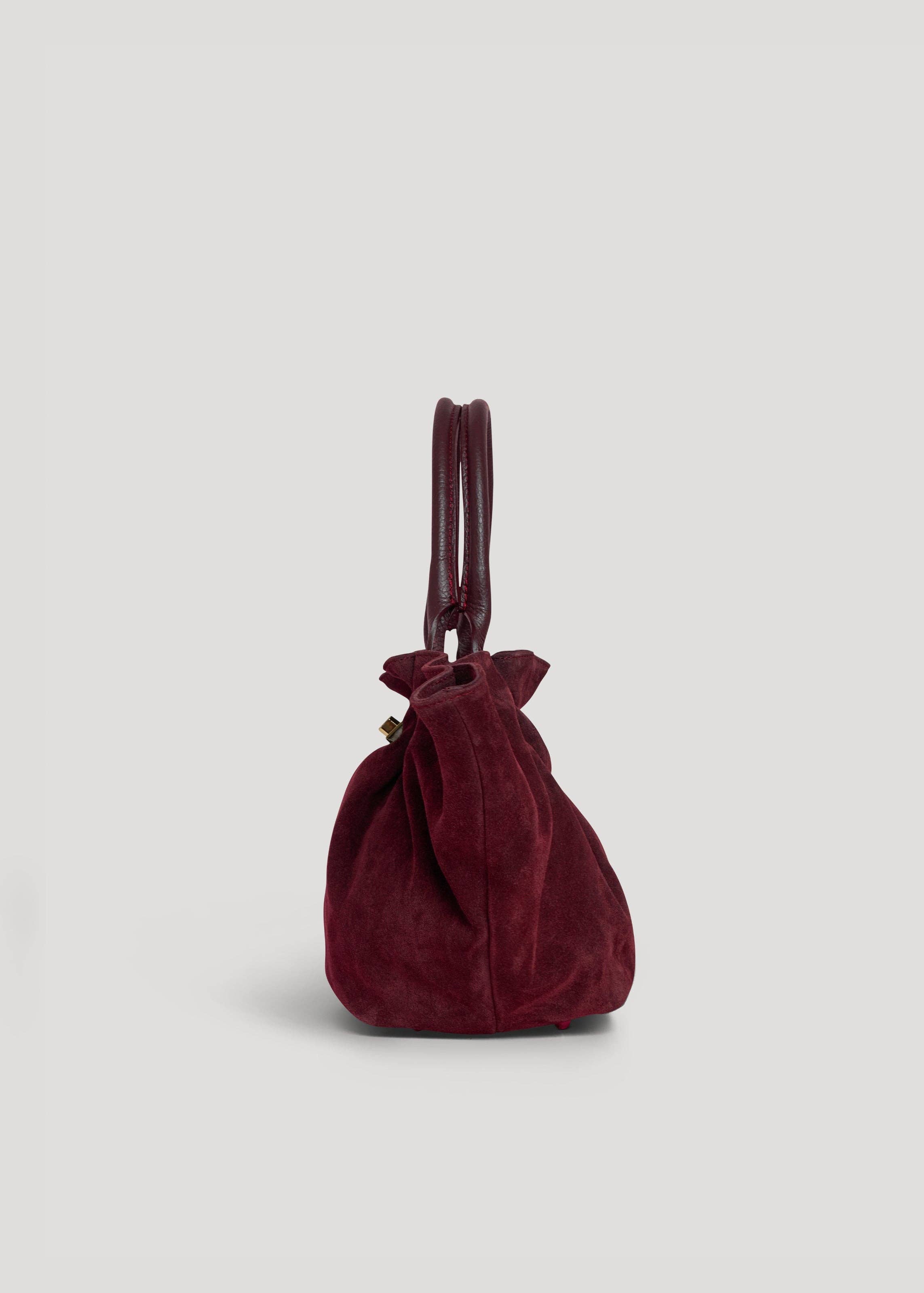 Prestige Milano - Wholesale Tote Bag - Women's - Borsa Charlène in camoscio bordeaux e pelle Togo2