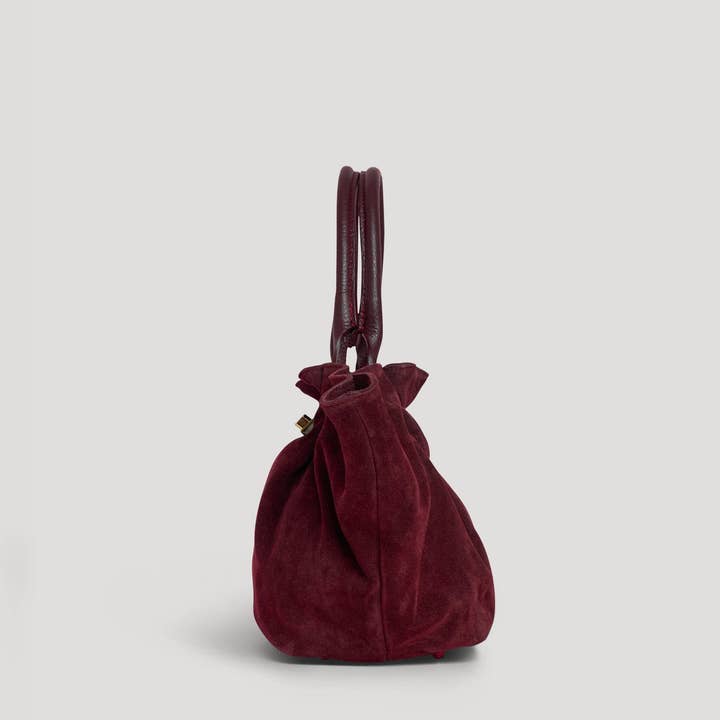 Prestige Milano - Wholesale Tote Bag - Women's - Borsa Charlène in camoscio bordeaux e pelle Togo2