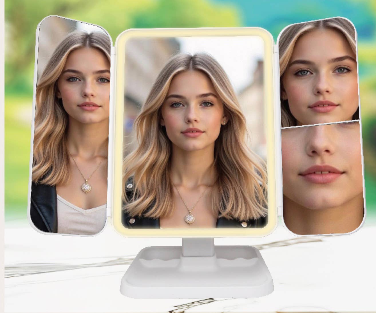 LAX Gadgets - Wholesale Vanity Mirror - Triple Vanity Mirror with Lights - White4