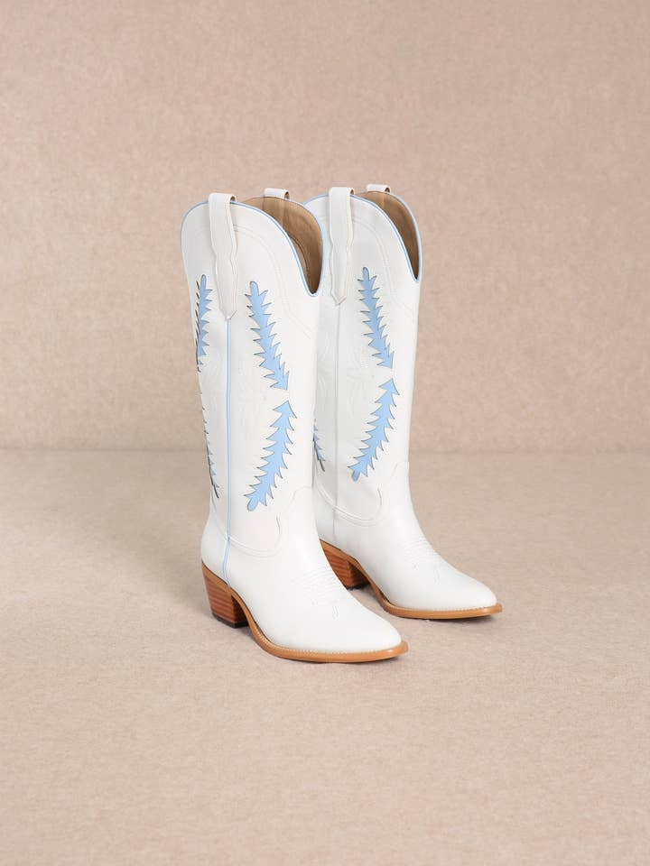 JADE COLOR ACCENT COUT-OUT DESIGN COWBOY BOOTS for wholesale by CCOCCI