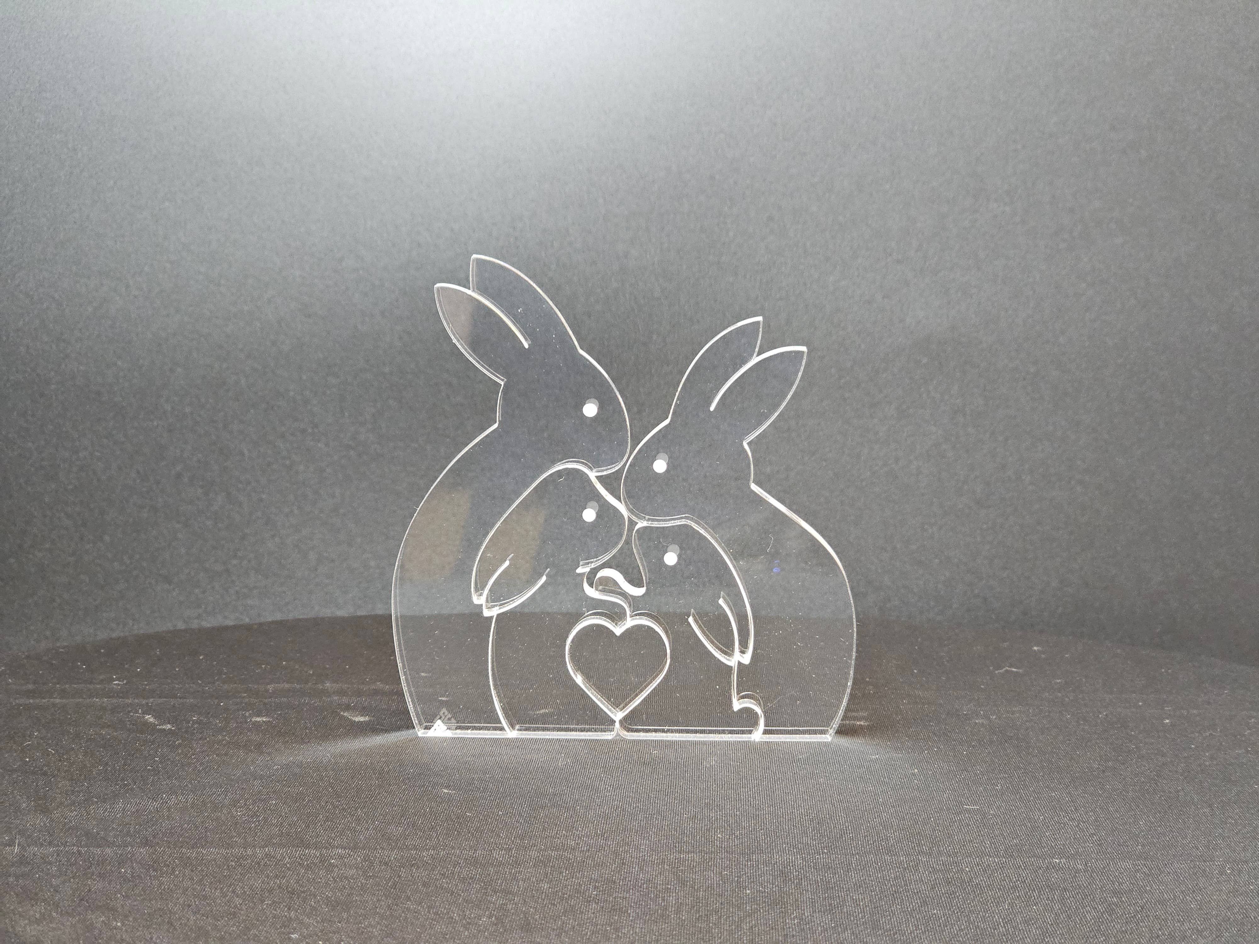 Somar Creations - Vente Décorations de table - Famille de lapins de 4 avec cœur3