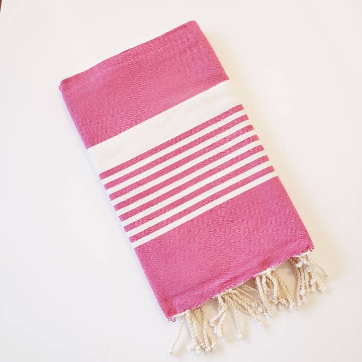 wonderfouta – wholesale Beach towel – Turkish beach towel/ sarong / shawl - Fuchsia with White