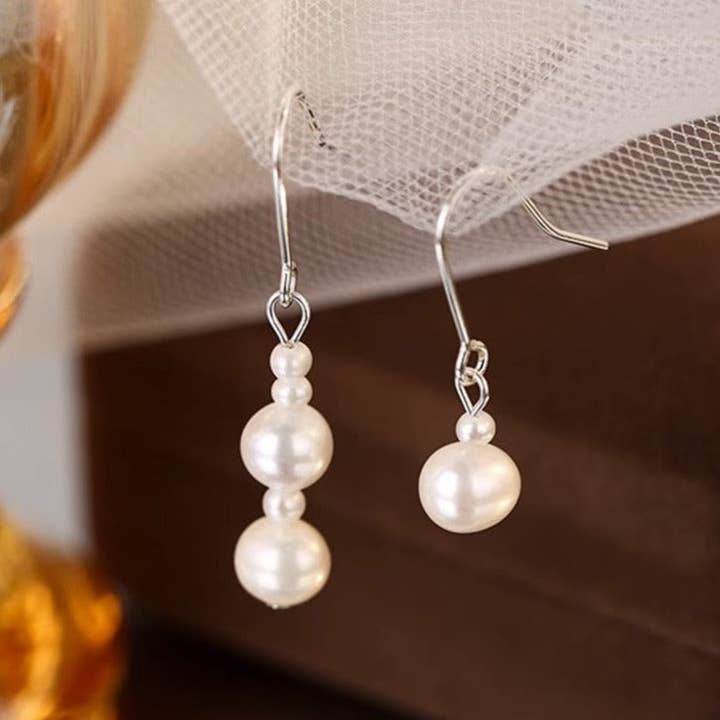 Haengseongworkshop - Wholesale Dangle Earrings - Surgical Steel 3mm 6mm Freshwater Pearls Earrings Dangle 2 pc Different Design Asymmetrical