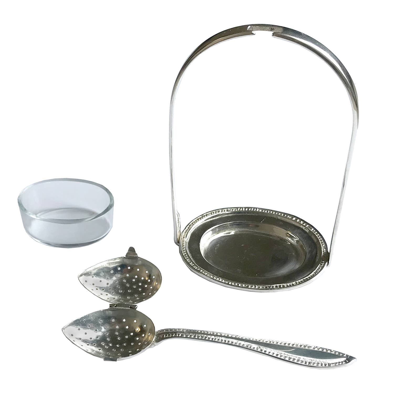 Madison Bay Co. - Historical Home Decor Reproductions - Wholesale Tea Strainer/Infuser - Silver-Plated Tea Strainer Spoon & Stand, 7”1