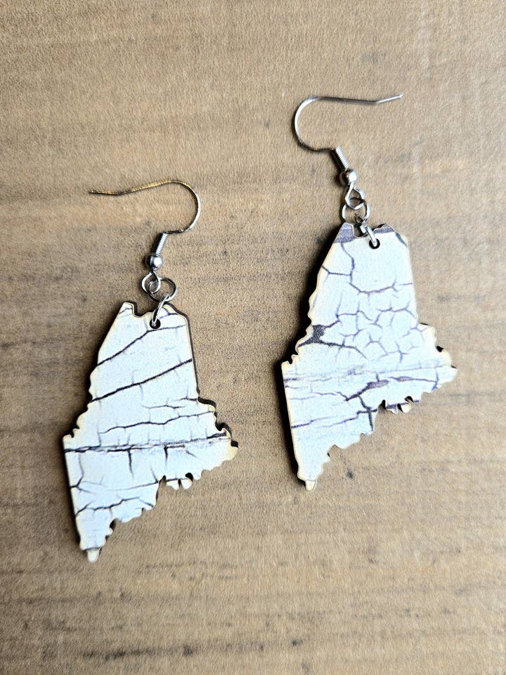Maine Rustic Birch Tree Print Necklace or Earrings for wholesale by Mabel's Way