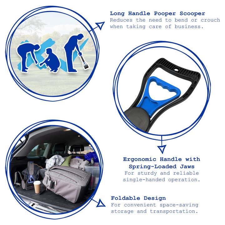 Rinkit Ltd – wholesale Pet poo bag dispenser – Long Handle Pooper Scooper - 60cm - Blue4