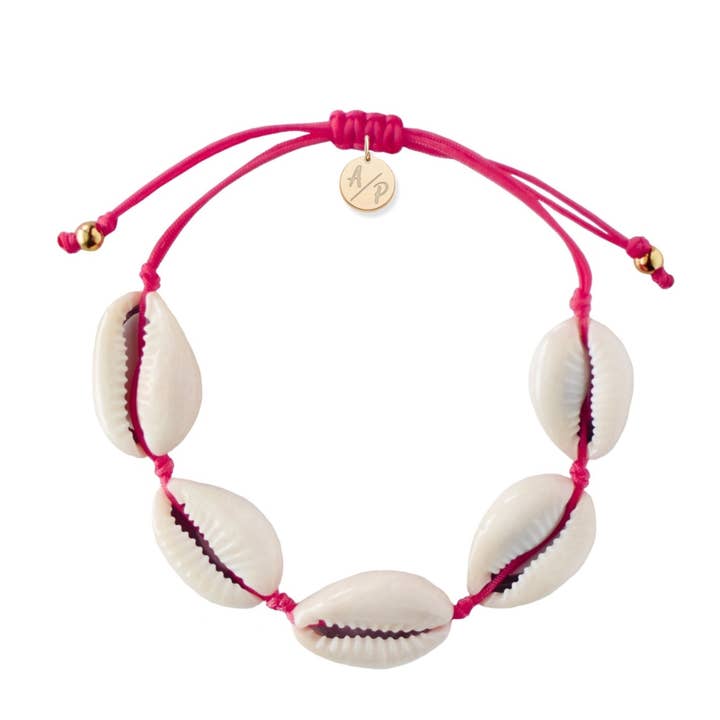 Natural Shell Adjustable Bracelet - Magenta for wholesale by Adriana Pappas Designs