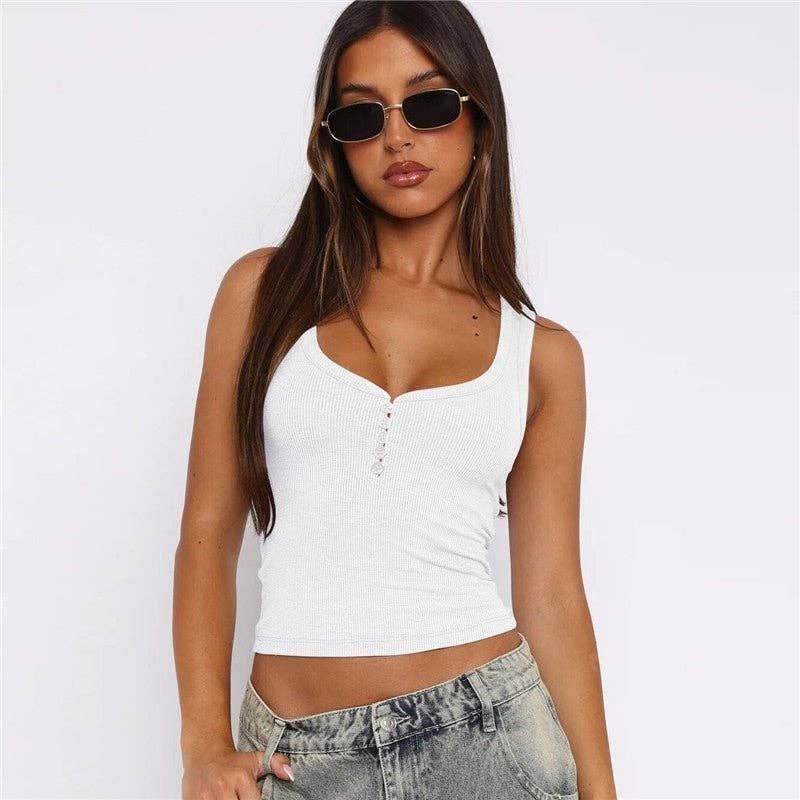 OceanusSwim – wholesale Tank top – Women′s – Low U-Neckline Sleeveless Tank Top With Exposed Collarbones3
