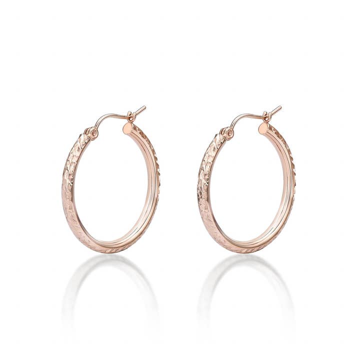 The Gabrielle - 1" Diamond Cut Hoop Earrings Rose Gold for wholesale by AlkemeGold