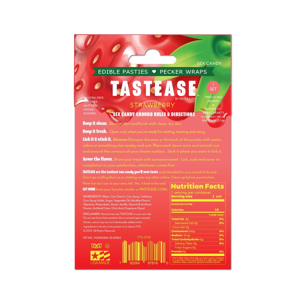 Pastease® - Wholesale Gummy - Tastease: Edible Pasties & Pecker Wraps Strawberry Candy2