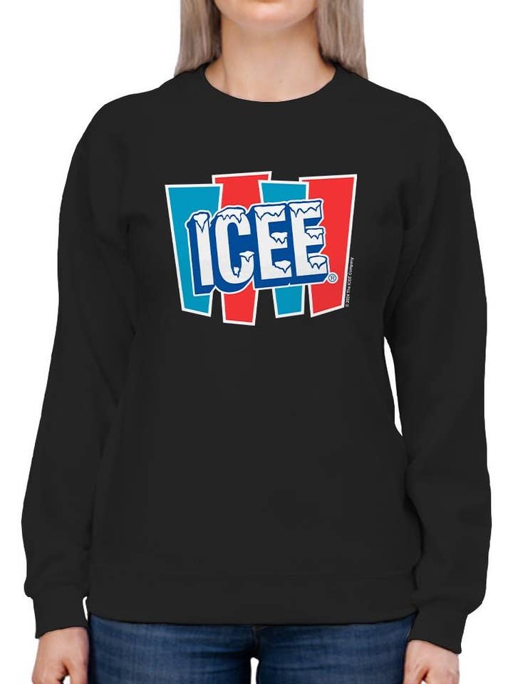 Officially Licensed ICEE Frosty Refresh Retro Graphic Women's Sweatshirt for wholesale by Snack Tees