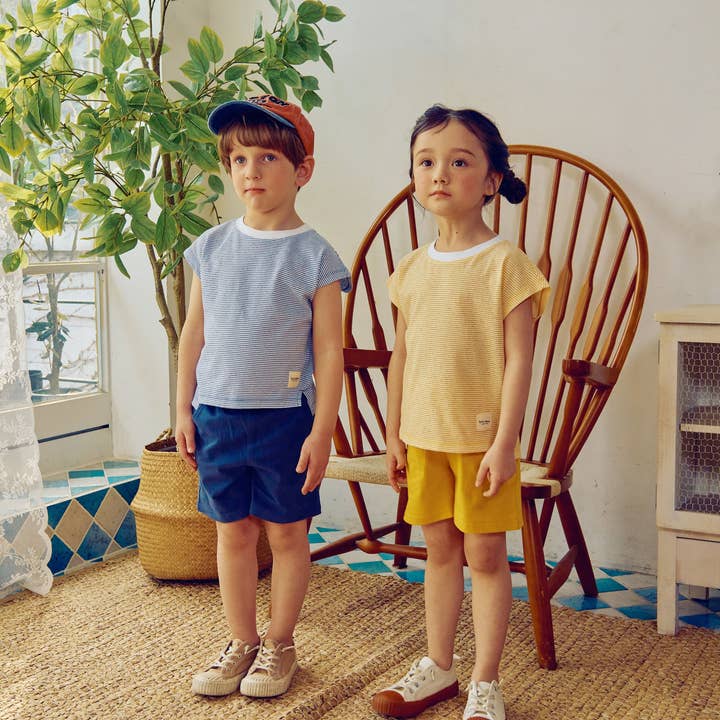 ToTo Heros - Wholesale Top & Short Set - Kids - Davin Striped T-Shirt & Solid Shorts Set7