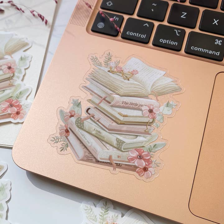 Lettoon - Wholesale Sticker - Clear Vinyl Sticker - Stacked Books