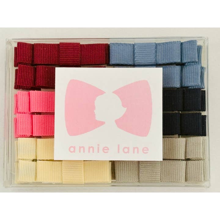 Caja de 12 lazos para el cabello - pares sólidos 21 para venta al por mayor de Annie Lane