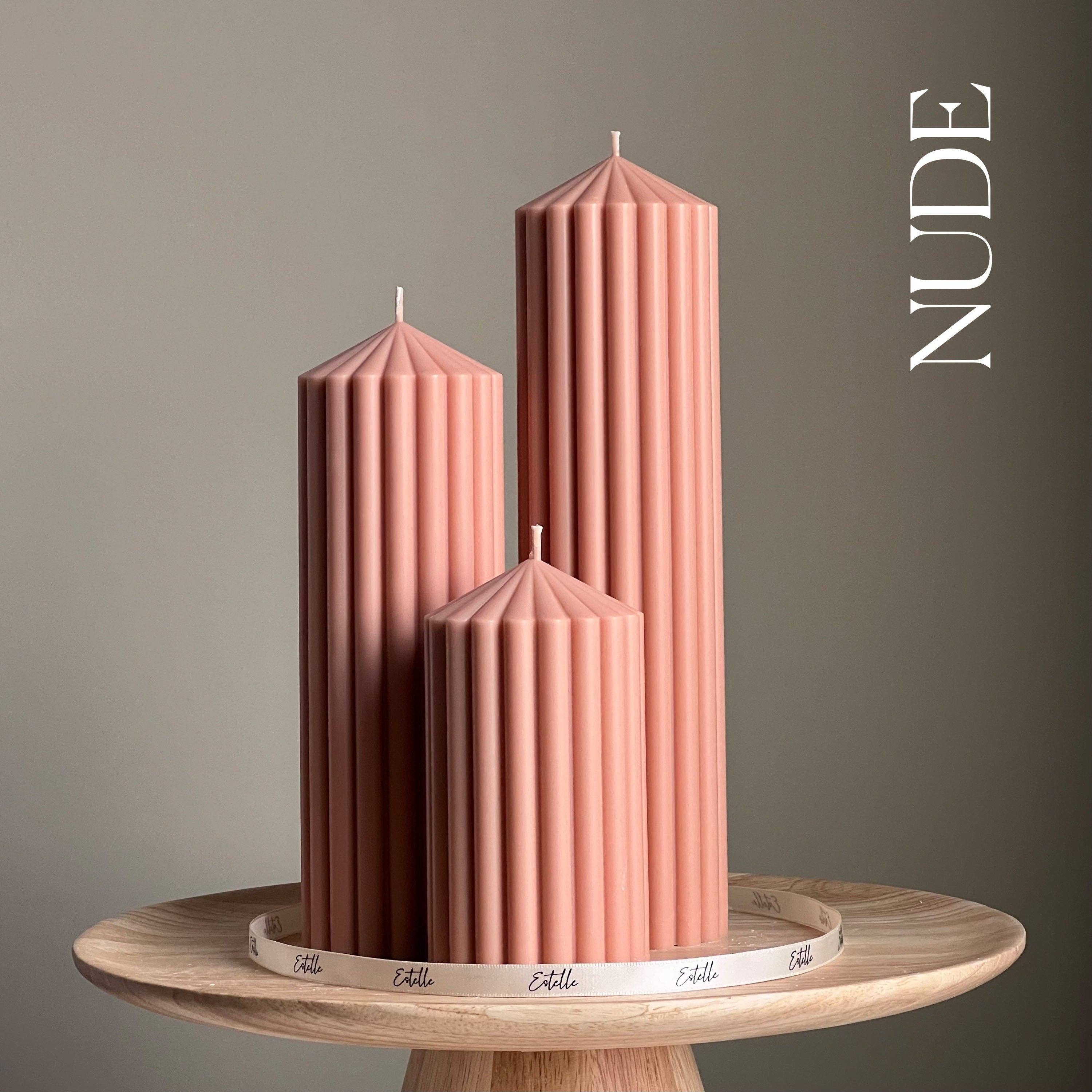Estelle Studio - Wholesale Pillar Candle - Huge Ribbed Peak Pillar Candle Trio | Soy Candle | Decorative Candle | Aesthetic Decor | Shaped Candle| Unscented Candle| Unique Gift| Vegan2