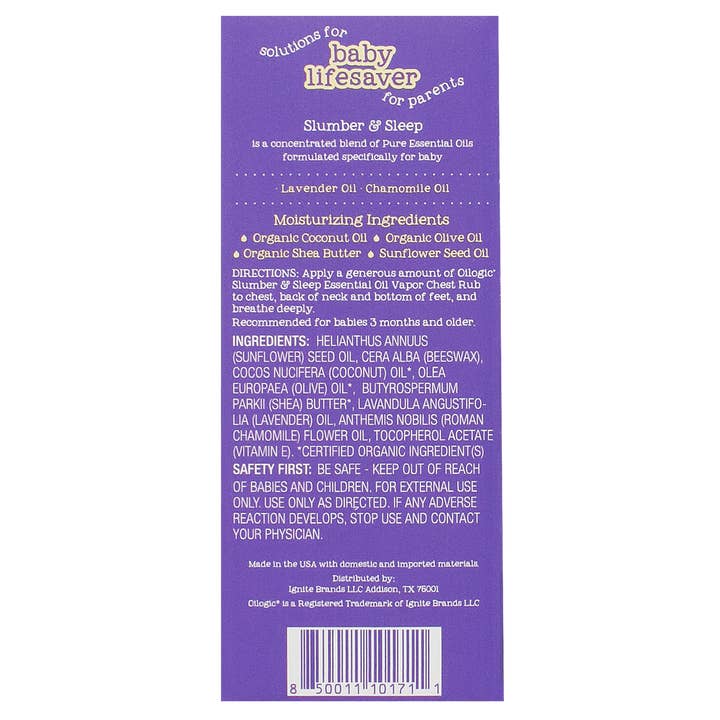 Oilogic Baby & Kid Solutions - Wholesale Chest Rub - Slumber & Sleep Vapor Chest Rub1